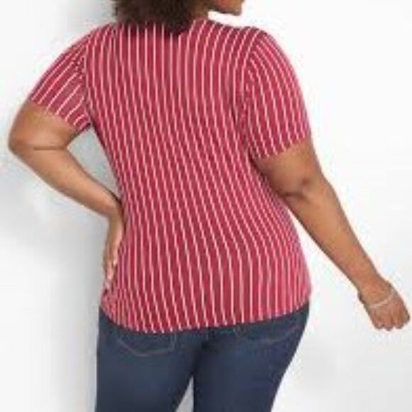 Lane Bryant Striped Wrap Burgundy Top 0164 - Picture 4 of 11